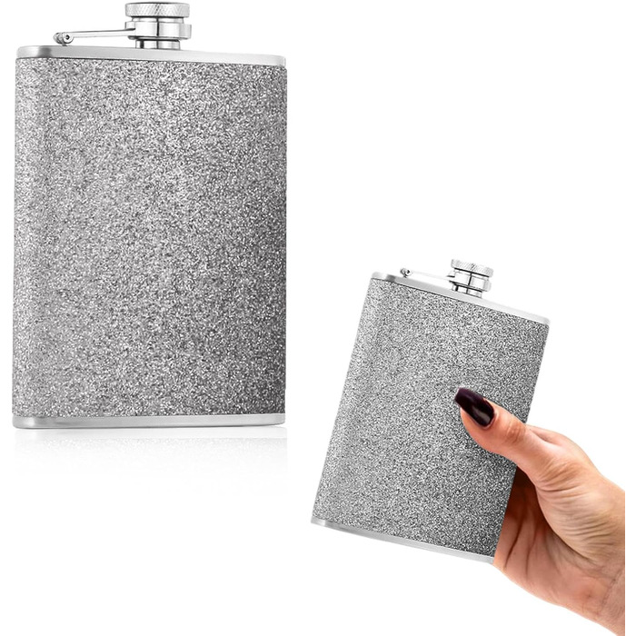 Сталевий флакон 304, 240мл з воронкою - витокозахисний, стильний, портативний набір флаконів для чоловіків та жінок. Сталева фляга для віскі (сріблястий)