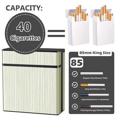 Металеве тютюнотримач для 40 сигарет, великий, з магнітною кришкою, золотий (для жінок та чоловіків)