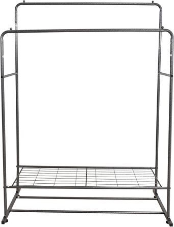 JURMERRY Freestanding Clothes Rack, Double Hanging Rail, High-Performance Metal with Shelf, Commercial Grade, (Silver)