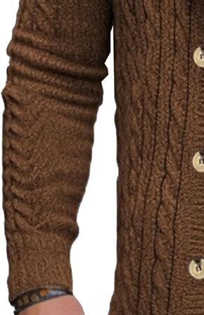 Чоловіча в'язана жилетка з коміром-шарфом, в'язана жилетка на ґудзиках, в'язана жилетка з перекрученим в'язанням, стильна жилетка (колір: верблюжий, XXL)