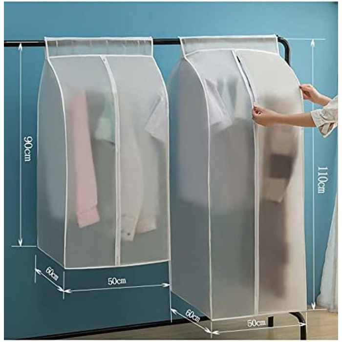 2 шт. Пранці для одягу GQC, великі, пилонепроникні, з PEVA, для зберігання одягу (60*50*90см / 60*50*110см)