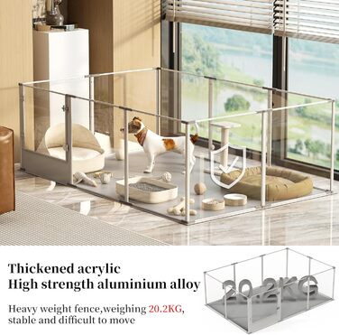 Кія для собак BingoPaw: вольєр для цуценят та собак, 8 елементів, 60 см, XXL, з дверцятами та водовідштовхувальним дном (180x120x61 см)