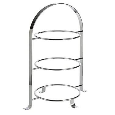 APS Serving Stand - high-quality tiered stand made of chrome-plated metal for 3 plates with a diameter of max. 27 cm - total height 43 cm (plates not included)
