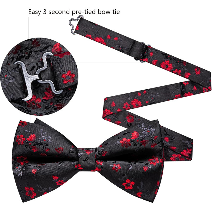 Комплект краватки та хустинки Barry.Wang Paisley для чоловіків, чорно-червоний, для весілля та урочистих подій