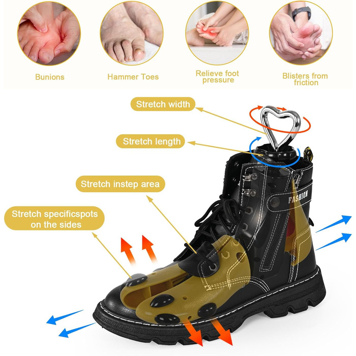 JJDPARTS Shoe Stretchers for Women, Men, Boot Stretchers for Women, Adjustable, Unisex, Wide Feet, Red