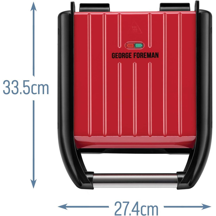 George Foreman Compact Steel Grill & Panini Press - 24x17cm - 3 Portions - Reduces Up to 42% Fat