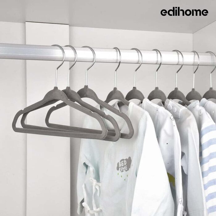 Вішалки для одягу Ediesi, 50 шт., сірі, з м'яким покриттям, для штанів, сорочок, спідниць, костюмів (без кріплення для краваток)