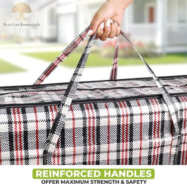 Pro-Lux Extra Large Laundry Storage Bags, Shopping Bags, Strong, Durable, XXL Moving Bags with Zipper and Handles, Reusable, 8 Pack