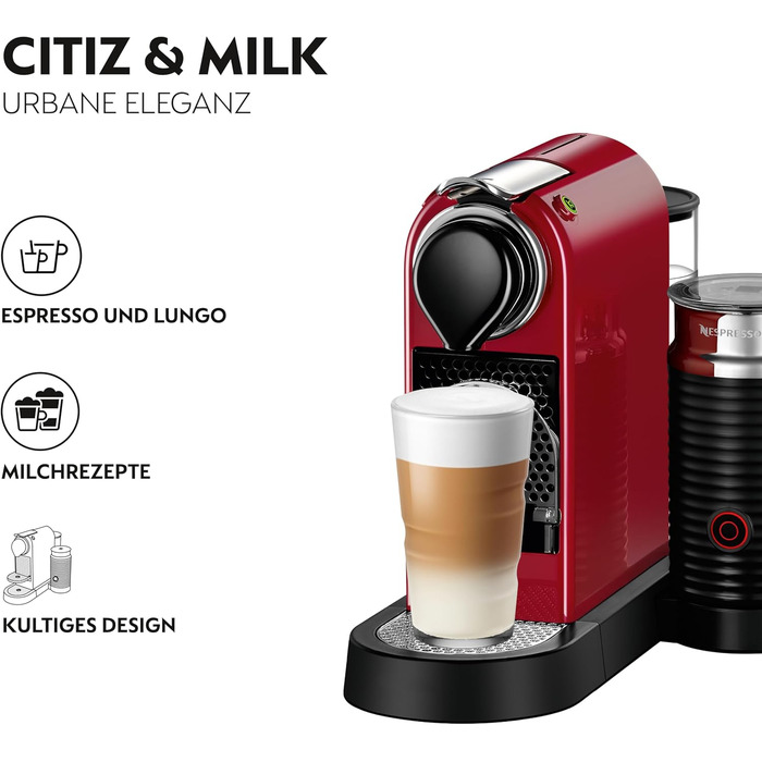 Кавомашина капсульна Nespresso Krups XN7615 Citiz&Milk, 1260 Вт, 1 л, 19 Бар, червона