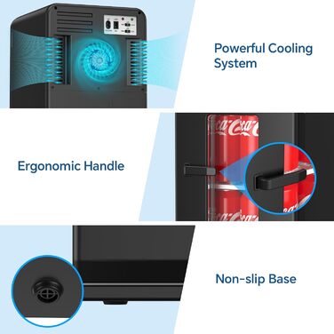 Міні холодильник 2 в 1 з охолодженням та нагріванням, 15L, 12V/220V, для дому, авто, офісу, чорний