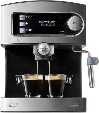 Cecotec Cumbia Power Espresso 20 Barista Aromax Espresso Machine. Power 2900 W, 2 heating systems, 20-bar pump, pressure gauge, dual outlet portafilter and 2 filters (Basic)