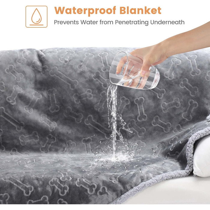 Водонепроникний коврик для собак PETTOM, 145 x 127 см, Sherpa Fleece, захист дивану, сірий