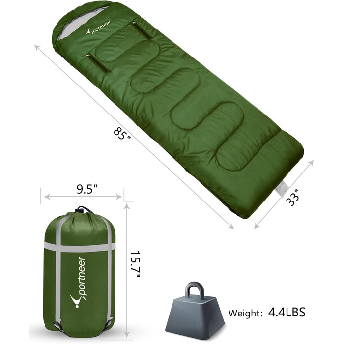 3-4 Season Sleeping Bag - Waterproof Camping Sleeping Bag for Adults - 220x84cm, 1.9KG