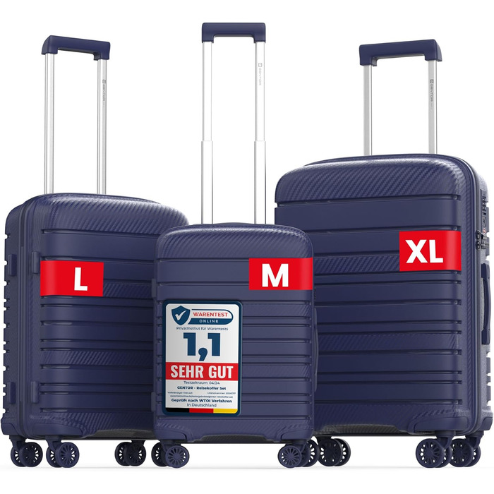 Чемодан GENTOR великий з колесами 64x44x24 см – легкий жорсткий чемодан Trolley з TSA-замком – валіза з жорстким корпусом для подорожей та відпочинку (XL, темно-синій)