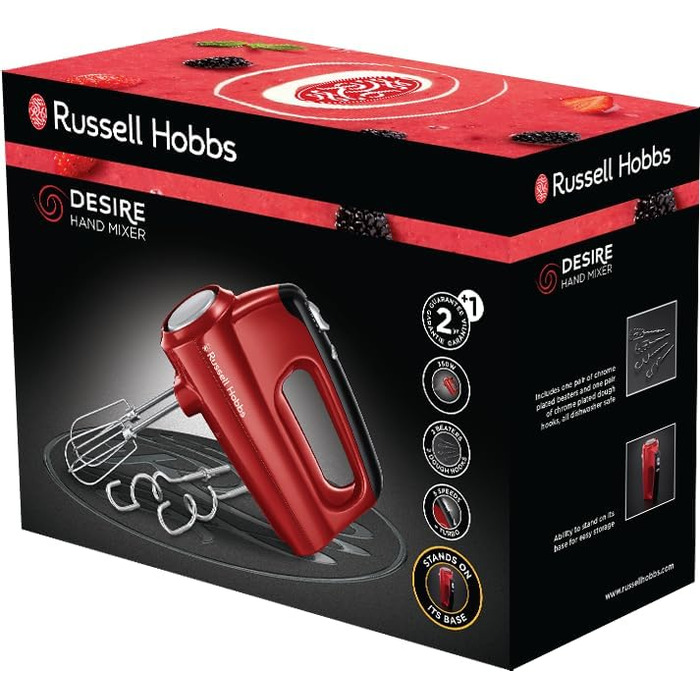 Міксер Russell Hobbs Desire Rot з 5 швидкостями та турбо-функцією, 2 насадки, 24670-56