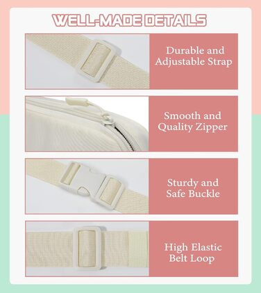 Поясна сумка MoKo для бігу та подорожей, нейлон, унісекс, з регульованим ремінцем та блискавкою (Бежевий)