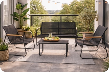 Комплект садових меблів зі сталі GRÖNER Outdoor ThinKING, чорний, 4 предмети