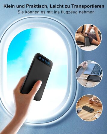 Enerwow Power Bank 2 шт. 16000mAh: портативний зарядний пристрій з LCD дисплеєм для iPhone 15/14/13/12 Pro Max та смартфонів (чорний/білий)