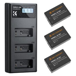 Акумулятор LP-E17 3шт. K&F Concept 1250mAh + LCD зарядний пристрій для Canon EOS RP, R10, R8, R50, Rebel T8i, T7i, T6i, SL2, SL3, 77D, 750D