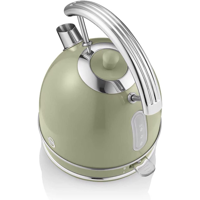Swan Retro Electric Kettle - 1.8L, Vintage Design, Automatic Shut-Off, Cordless, BPA-Free Stainless Steel, 3000W, Green
