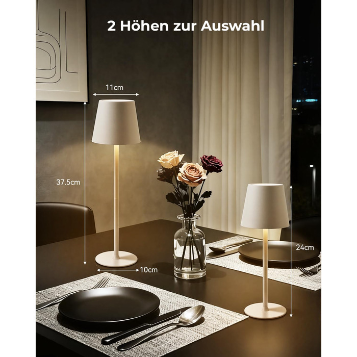 Настільна лампа бездротова акумуляторна Metalux Beige: світлодіодна, диммована, сенсорна, водонепроникна для дому та кемпінгу