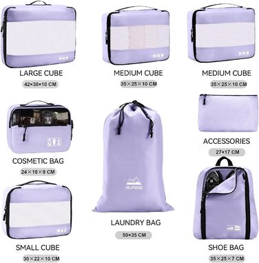 Органайзер для валізи MURISE, 8 шт. - Packing Cubes для подорожей, набір для організації речей у валізі (фіолетовий)