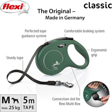 Рулетка для собак Flexi Classic S 5 м оливковий, до 25 кг