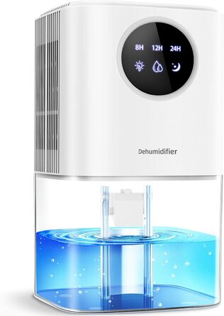 Електричний осушувач повітря для дому PKBOSS 1700ml - тихий, компактний, з нічним світлом та таймером для спальні, ванної кімнати, кухні. Захист від цвілі, білий