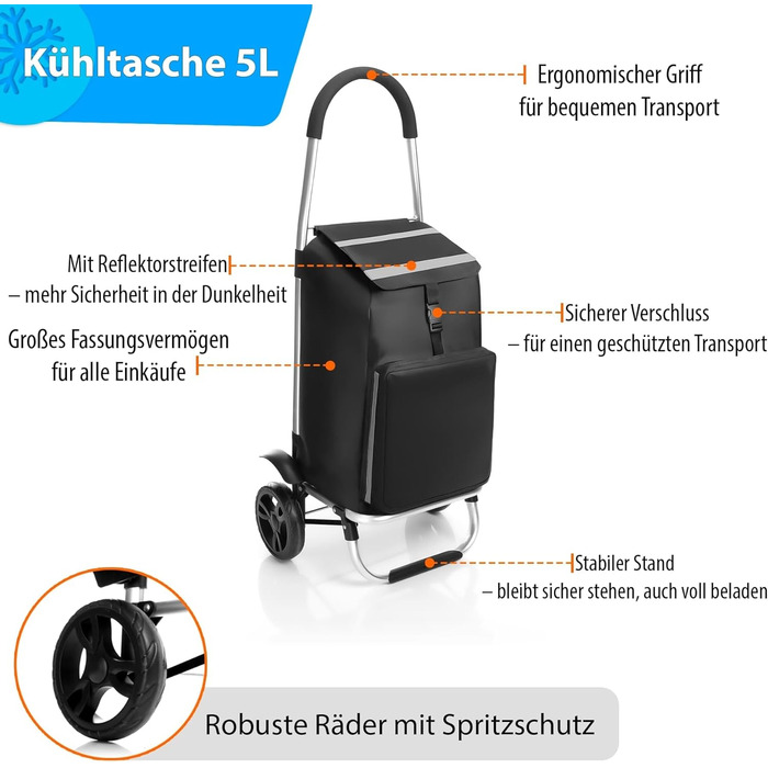 Складаний візок BigDean з відділенням для охолодження - також як візок-тележка - великі колеса