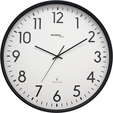 Technoline XXL Radio Wall Clock WT8998, 50 cm, Station Clock, XXL Wall Clock, Black