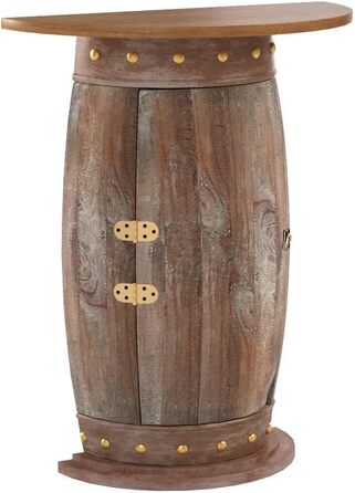 DanDiBo Half-Round Console Table with Wine Rack, Wine Barrel, 0373-R Brown, Wooden Barrel Cabinet, 73 cm Side Table, Console Table, Wall Console, Bar