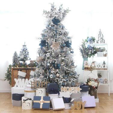 Набір прикрас для ялинки Sea Team 77 шт. – міцні кулі, прикраси, кулі-підвіски, подарункова упаковка (кам'яно-блакитний)