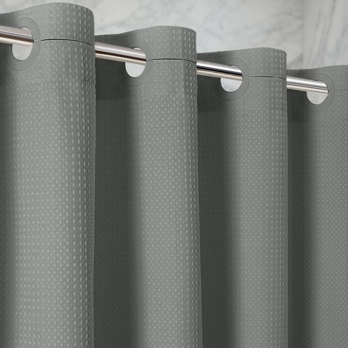 Водонепроникна штора для душу вафельна, 180x190 см, 260 GSM, сіра. Преміум-якість, анти-грибок, з металевими люверсами