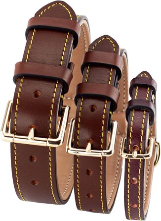 Нашийник для собак Brute Strength з натуральної шкіри, чорний, з чорними швами (M, 36-43 см)