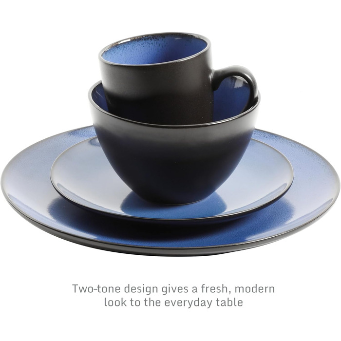 Набір посуду Gibson Soho Lounge, 16 предметів, блакитний, кераміка, для 4 осіб