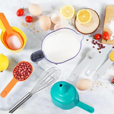 Набір мірних стаканів і ложок 10 шт для кухні, багатобарвний, BPA-free, для рідин і сипучих, посудомийна машина