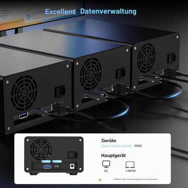 Зовнішній корпус для HDD/SSD CENMATE 802TC, 2 слоти 2.5/3.5 SATA, 10Gbps, USB 3.2 Type-A/C, з охолодженням та Hot Swap
