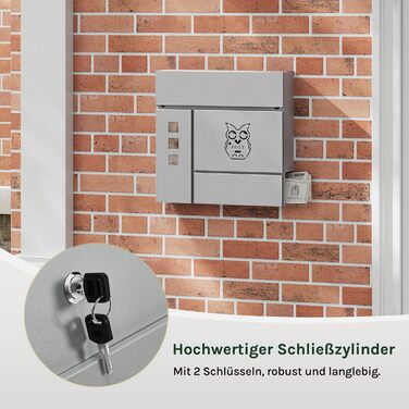 Поштовий ящик WOLTU XXL з газетницею, оглядовим вікном, замком (2 ключі), захистом від реклами, антрацит (сірий+чорний) 10,5x37x37 см