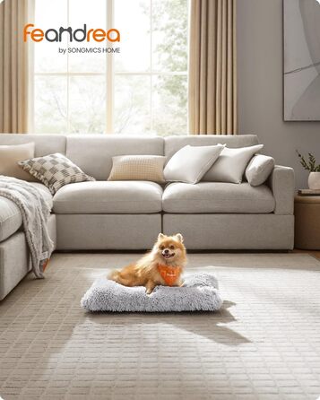 Крісло-лежанка для собак Feandrea, м'яке, 65 x 45 см, плюшеве, машинне прання, багатофункціональне, Ombré Grey