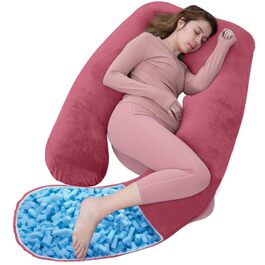 Подушка для вагітних AS AWESLING U-подібної форми, повного тіла, для годування, підтримки та вагітності, знімний чохол (трав'яно-зелений, піна з пам'яті) (Claret-піна з пам'яті)