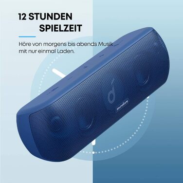 Soundcore Motion+ Bluetooth Портативна Колонка HiFi 30W, Глибокий Бас, IPX7, 12h, USB-C, App, EQ (блакитна)
