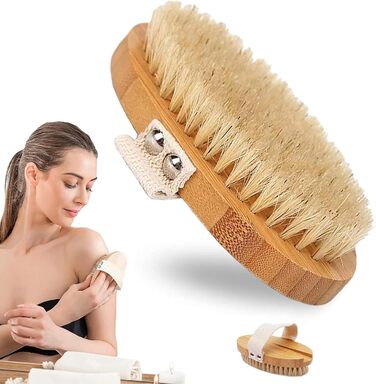 Щітка для тіла з довгим руків'ям, щітка для спини знімний руків'я, 2 головки, щітка для тіла для видалення, скрубер для спини у душі, натуральна щетина, для очищення тіла