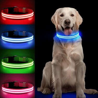 Світлодіодний нашийник для собак Leuchthalsband, перезаряджається, 3 режими світіння, водонепроникний, для маленьких, середніх та великих собак, зелений/синій (TC5000)