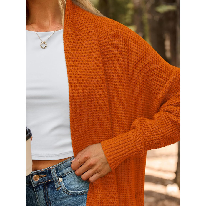 Жіноча в'язана кардиган LILLUSORY, великий розмір, відкритий спереду, зимовий, оранжево-червоний (Sunset Chevron)