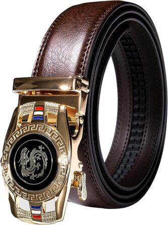 Чоловічий шкіряний ремінь Barry Wang чорний з автоматичною пряжкою (3 в 1), регульований бізнес-пояс, 130 см, у подарунковій коробці