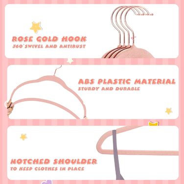 Дитячі плечики для одягу ManGotree з рожево-золотими гачками, 28 см, для дітей, обертаються на 360°, ультратонкі, антислиз, 15 шт. (світло-рожевий)