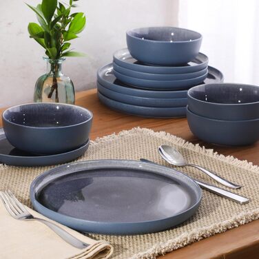 Сервіз столовий Gibson Elite Northrock Steingut 16-частинний для 4 осіб (12 предметів) - Білий з ручним розписом, основа з теракоти