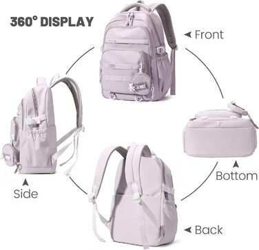 Шкільний рюкзак для дівчинки-підлітка, водонепроникний, легкий, великої місткості, модний, для школи або подорожей - фіолетовий