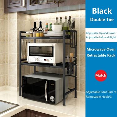 Adjustable Microwave Rice Cooker Stand Holder Kitchen Countertop Storage Organizer Shelf Freestanding Expandable Spice Rack