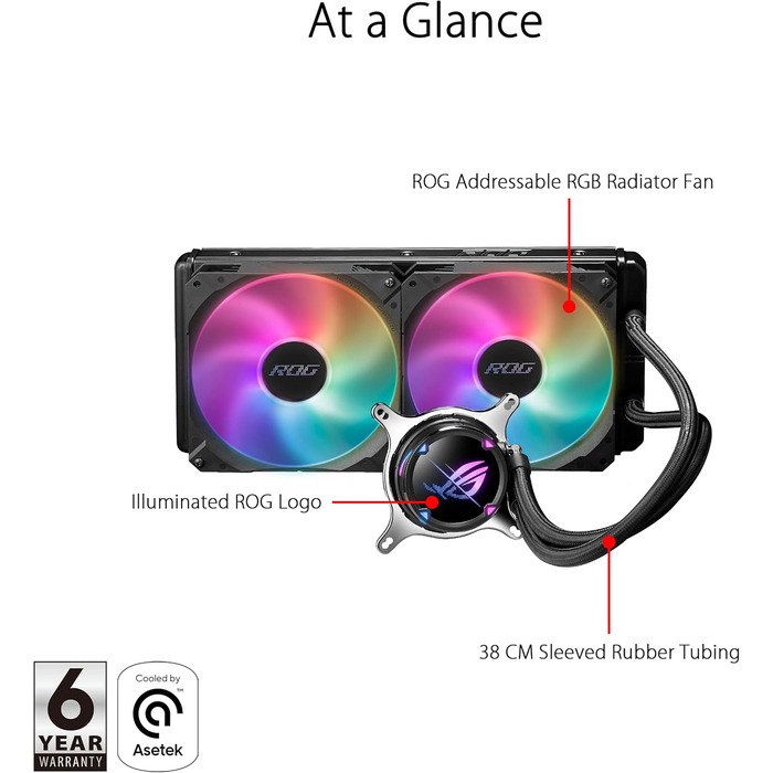 Система водяного охолодження ASUS ROG Strix LC II 280 ARGB, 280 мм, чорний колір